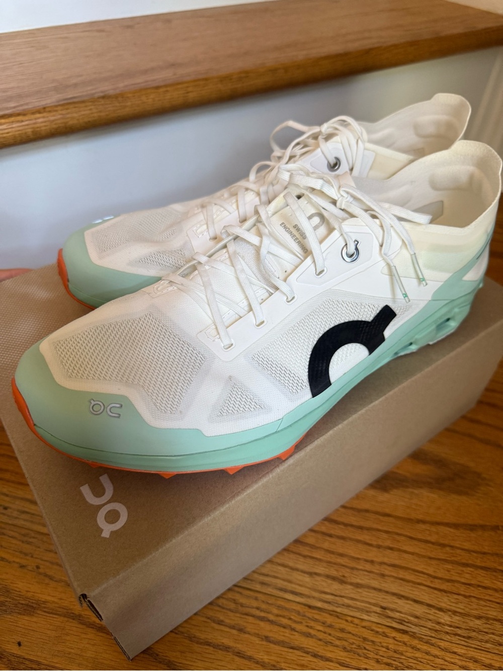 On Cloud Cloudventure Peak 3 Undyed-White Trail Running Shoes Mint Coral M 11.5